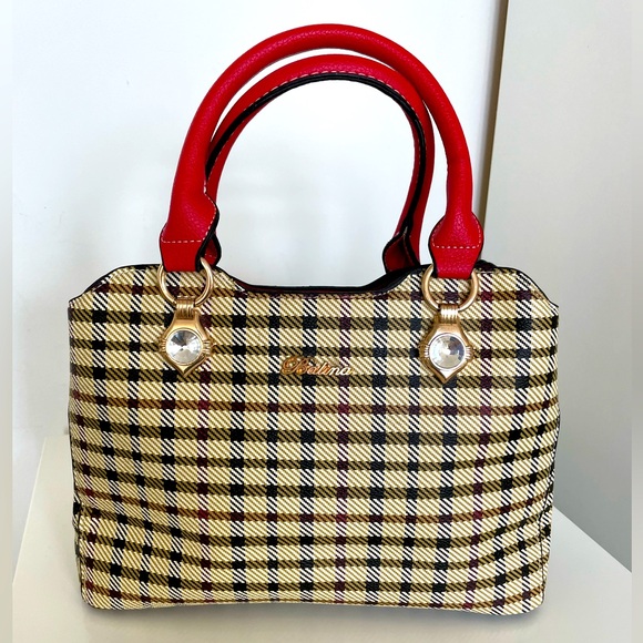 Handbag with Houndstooth Print - Picture 1 of 9